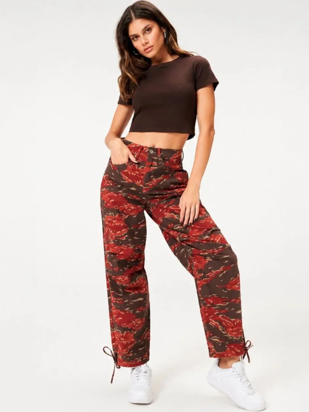 Good American Uniform Red/Orange Desert Camo Parachute Pants SZ 15